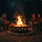 Cosmic 42 In. X 23 In. Large round Steel Wood Burning Fire Pit with Spark Screen