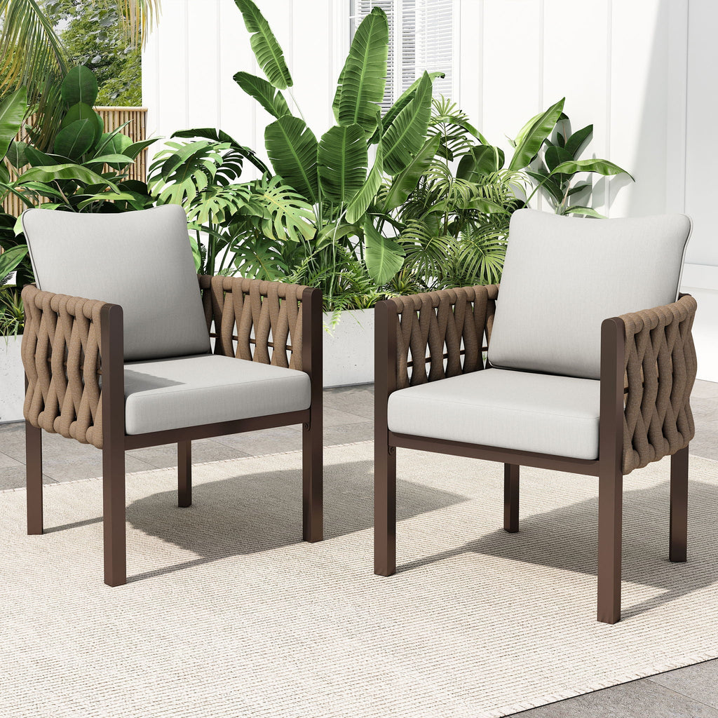 2- Piece Outdoor Metal Patio Club Chair with Cushions
