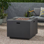 Outdoor Iron Square Propane Fire Pit - Brushed Brown