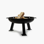 Fire Pit Grill - Campground Grill for Outdoor Cooking, Heavy Duty Steel Fire Pit with High-Temperature Black Coating, Black, Round