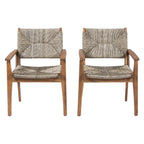 Durable Outdoor Dining Chair Set with Acacia Wood Frame and Wicker Seat