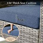 New Vultros Gray 7-Piece Wicker Outdoor Patio Conversation Seating Set with Blue Cushions