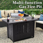 44" Propane Gas Fire Pit Table 50,000 BTU Outdoor Rectangular Firepit with Lid, Rain Cover for outside Garden Backyard Deck Patio, Black