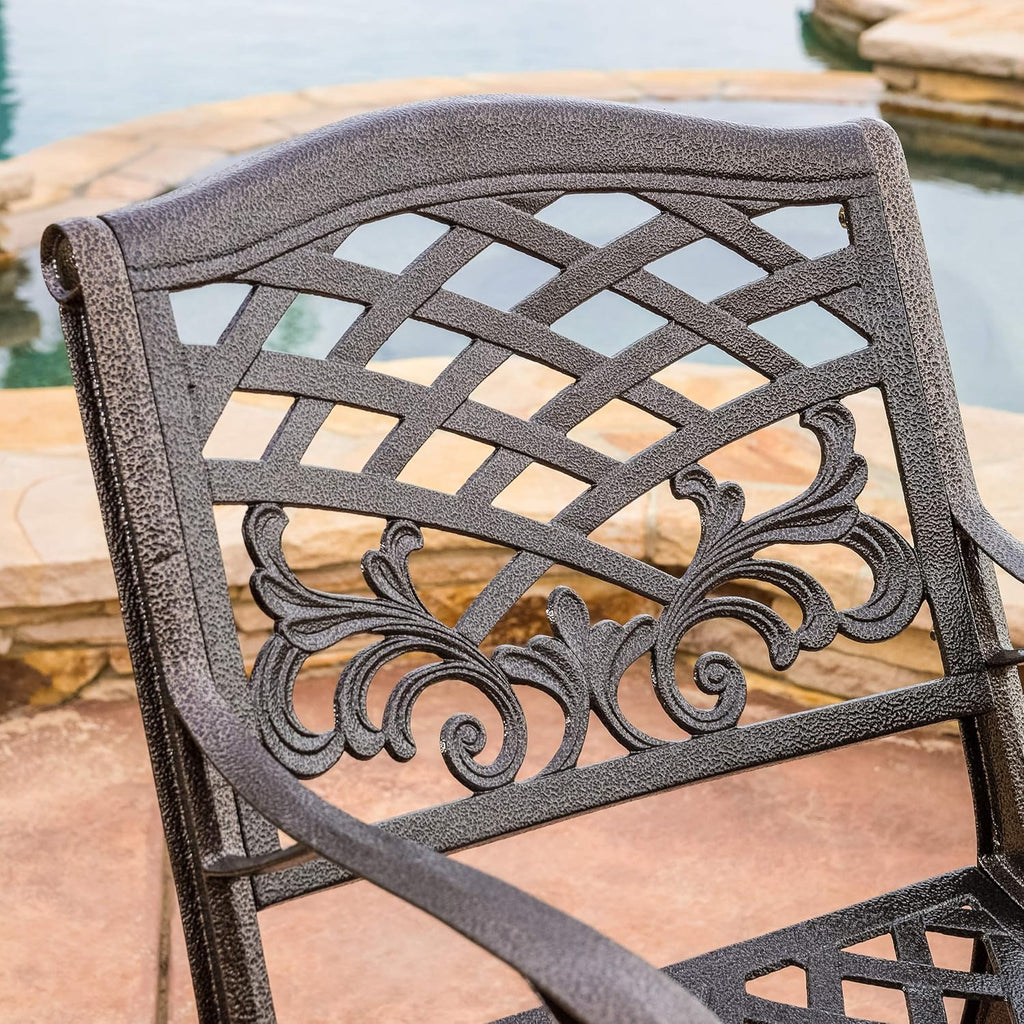 Sarasota Outdoor Cast Aluminum Outdoor Chairs, 2-Pcs Set, Hammered Bronze