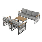 4-Piece Outdoor Metal Patio Furniture Set with Cushions