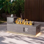 42 In. 50,000 BTU Rectangle Outdoor Propane Gas Fire Pit Table in Gray with Golden LED Light
