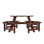 Outdoor 8- Person Round Picnic Table with Built-In Benches