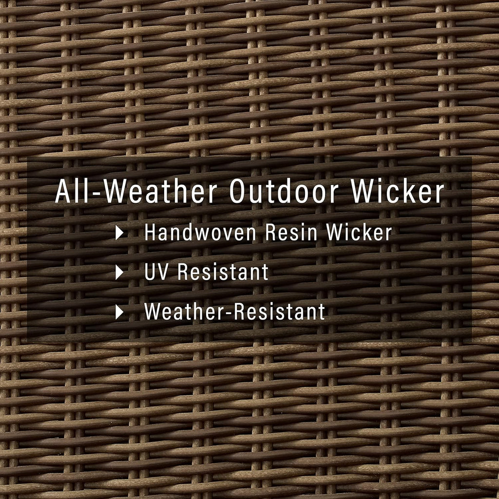 Bradenton 5-Piece Outdoor Sofa Patio Furniture Set, Wicker Conversation Sets for Porch, Brown with Sand Cushions