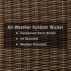 Bradenton 5-Piece Outdoor Sofa Patio Furniture Set, Wicker Conversation Sets for Porch, Brown with Sand Cushions