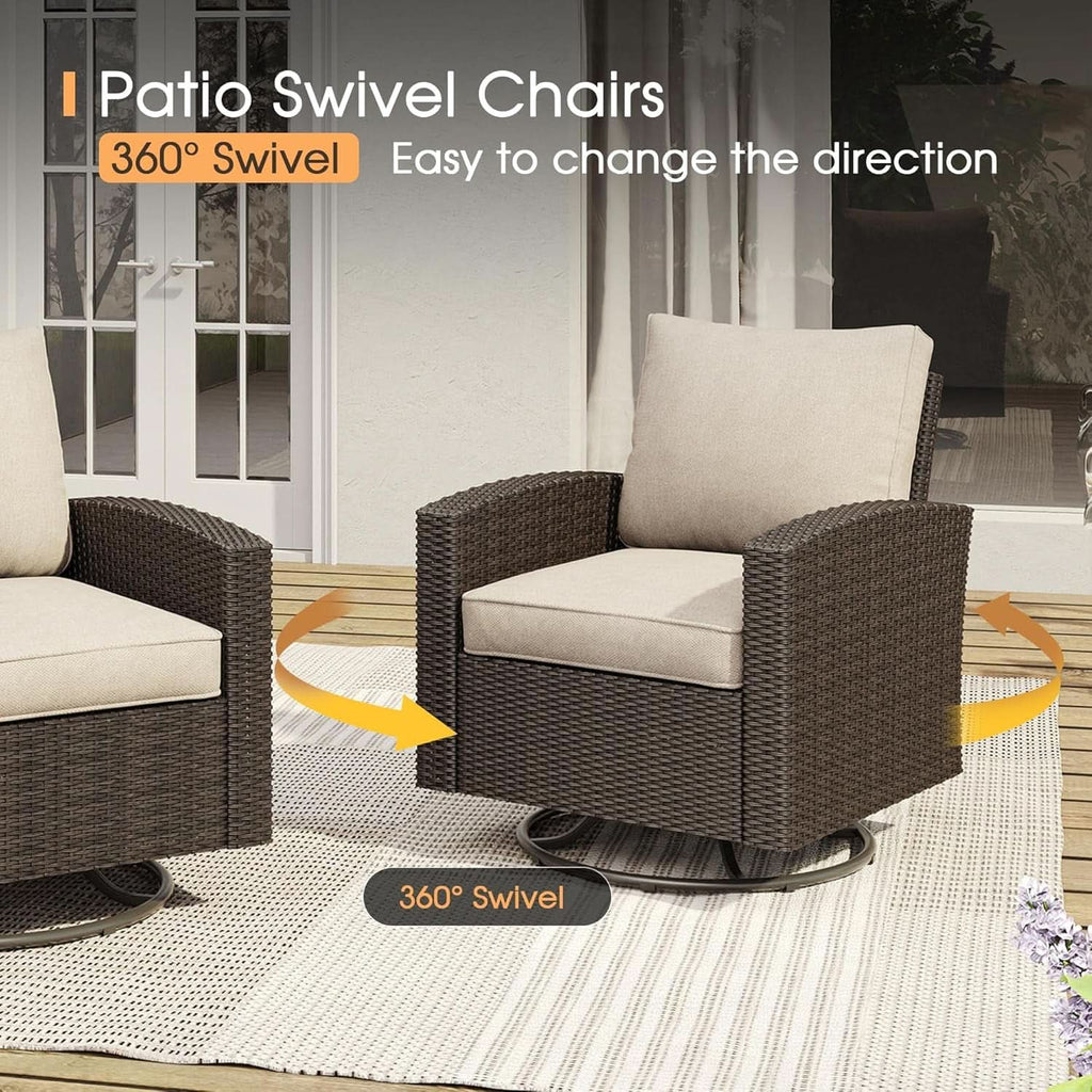 Eight-Piece Outdoor Patio Furniture Set with Firepit