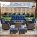 Outdoor Fire Pit Conversation Set, 3-Seat Sofa & Chairs Patio Furniture Set