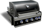 Premium 32"W X 23"D X 21"H Black Stainless Steel 4-Burner 63000 Btus Outdoor Kitchen Kitchen Island Heavy Duty Propane Built-In BBQ Gas Grill Head with Infrared Rear Burner + Rotisserie Kit