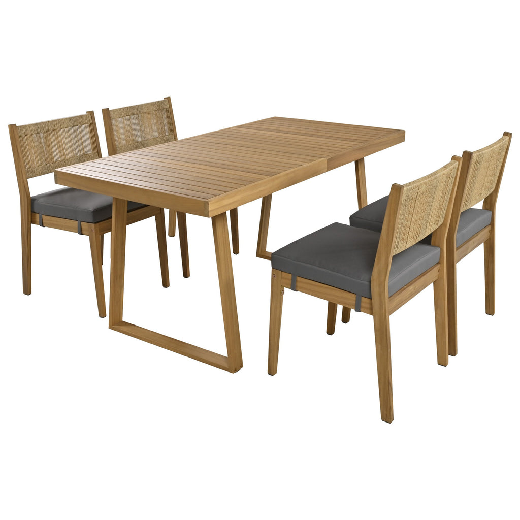 Outdoor Acacia Wood Dining Table and Chair Set
