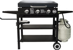 Griller'S Choice Gas Griddle with Hinged Hood & Wind Guards, 4 Shelves, Propane Griddle for Flat Grills Outdoor Cooking, Front Grease Management, Steel Flattop Grills Surface, Precision Heat Control