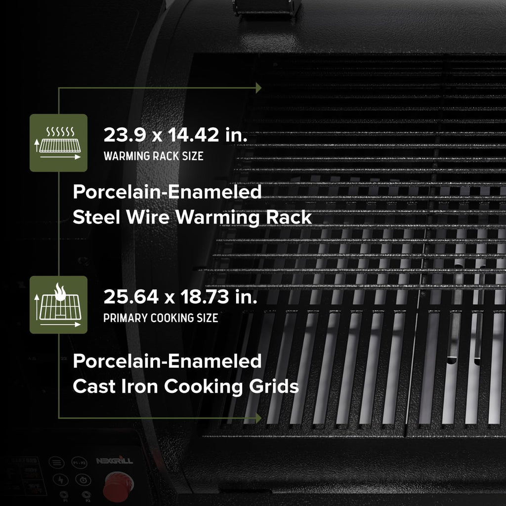 Oakford 875 Pro Pellet Gril with 824 SQ in Cooking Area, Cast Iron Grates, I-Site View Indicator, Heavy Duty Pellet Smoker Grill with Bluetooth Connectivity - 910-0512