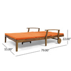 Outdoor Adjustable Double Chaise Lounge with Water Resistant Cushions