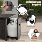 Patio Propane Fire Pit Table, 52 Inch Wicker Gas Fire Pit with Wind Guard & Extended Shelf, 50,000 BTU Heat Output, Rectangular Fire Table with Blue Fire Stone & Waterproof Cover (Brown)