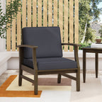 Outdoor Club Chair with Slat Panel Design and Water Resistant Cushion - Dark Gray