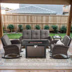 Outdoor Fire Pit Conversation Set, 3-Seat Sofa & Chairs Patio Furniture Set