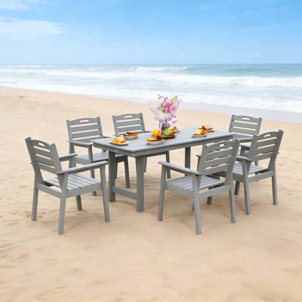 Outdoor Patio Dining Set - Table and Six Chairs