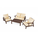 4- Piece Outdoor Sofa Set with Cushions and Coffee Table