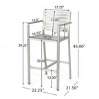 Outdoor Aluminum Rust Proof Barstools (Set of 2) - Silver
