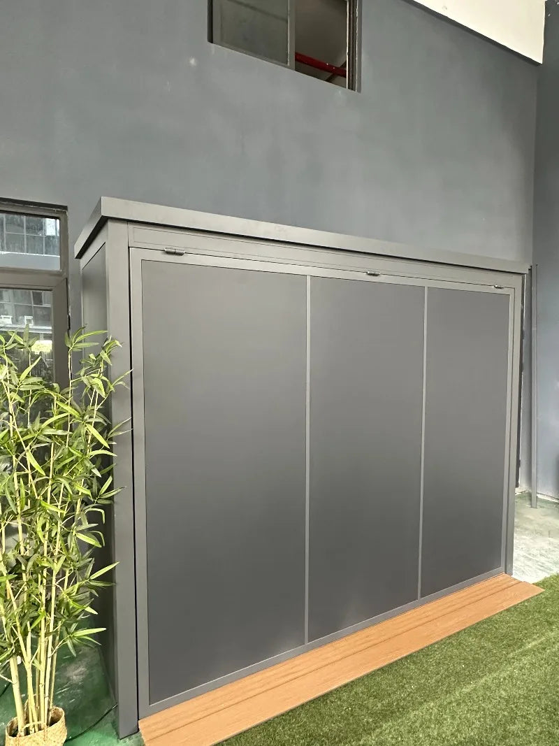 Customized Weatherproof Outdoor Kitchen Set BBQ Grills with Shed Stainless Steel Cabinets & Luxury Aluminum for Patio
