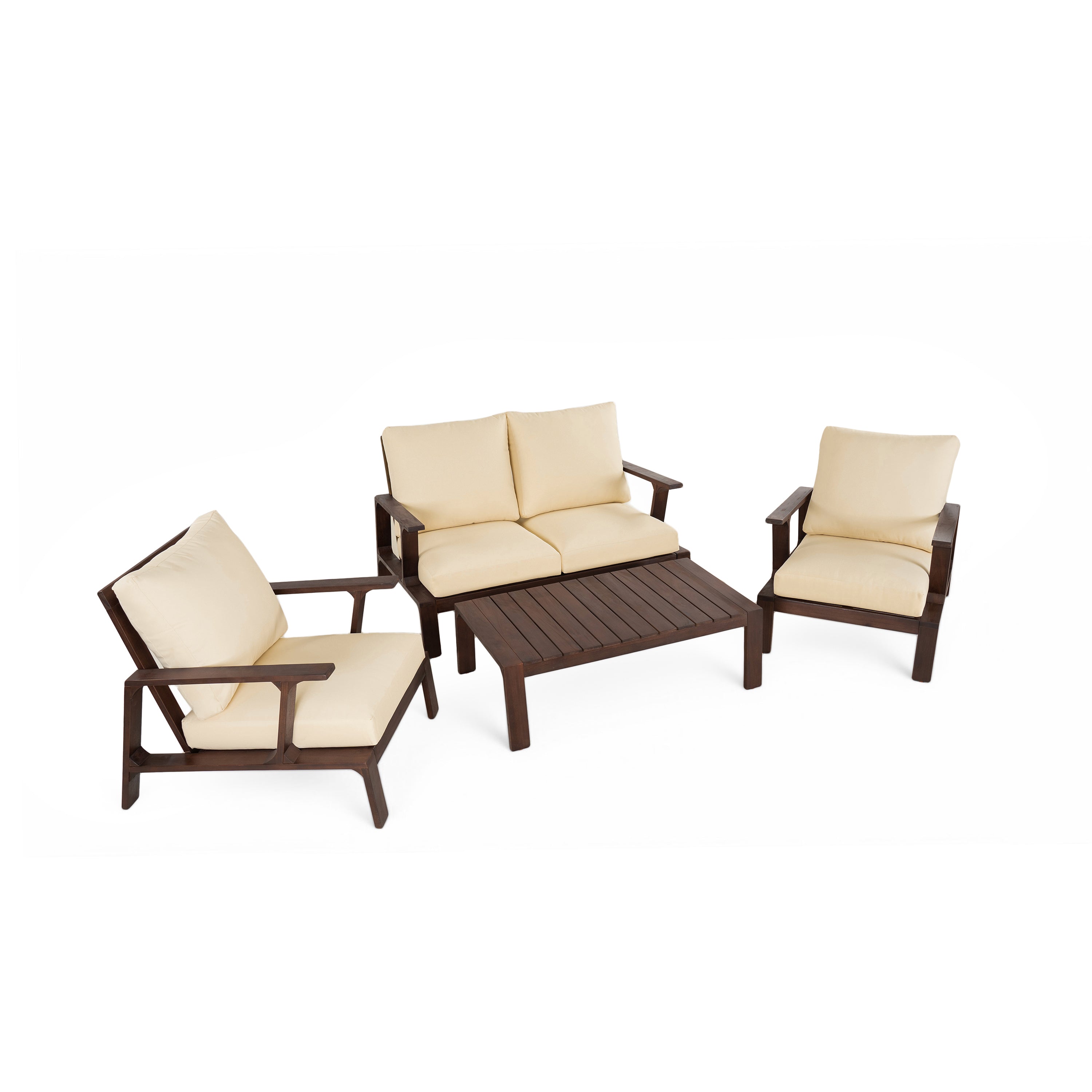 4- Piece Outdoor Sofa Set with Cushions and Coffee Table