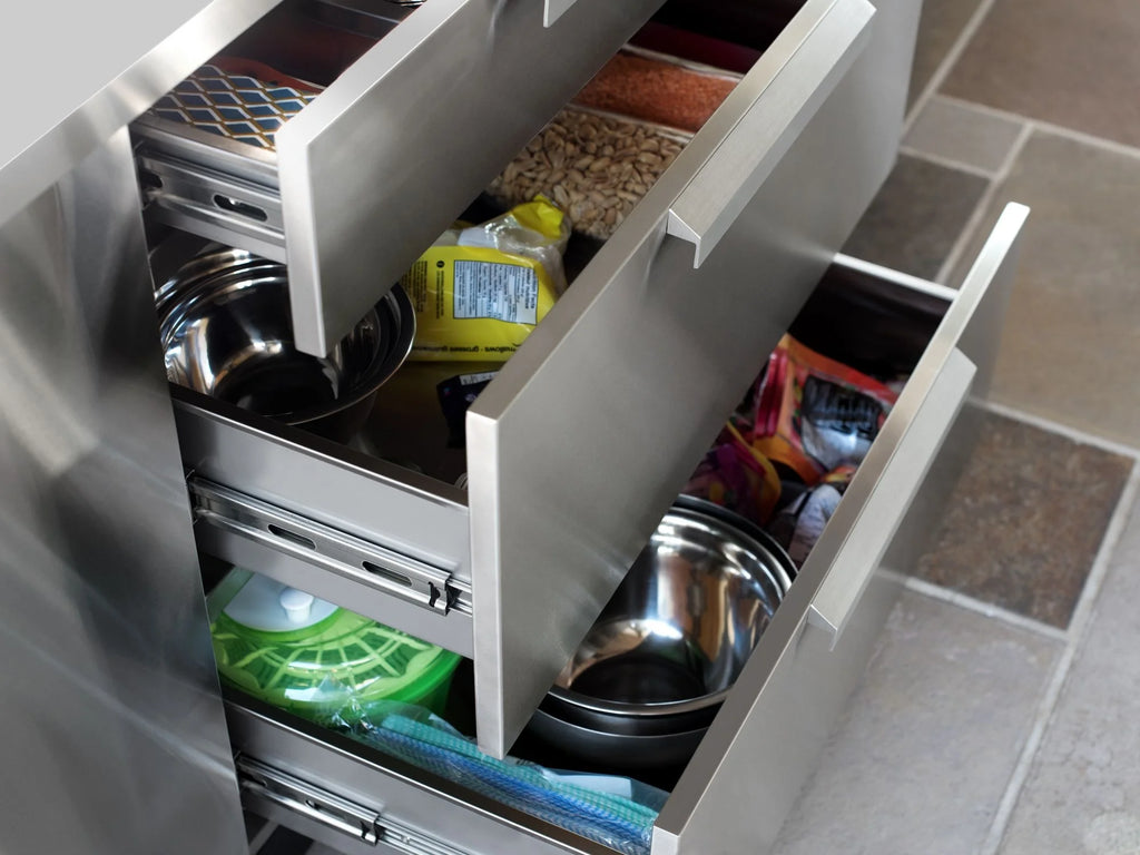 Newage Products Outdoor Kitchen Stainless Steel 3 Piece Cabinet Set with 3-Drawer, Bar and Grill Cabinet