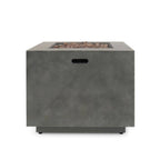 Wellington 33 In. X 24 In. Square Concrete Propane Outdoor Patio Fire Pit in Dark Grey