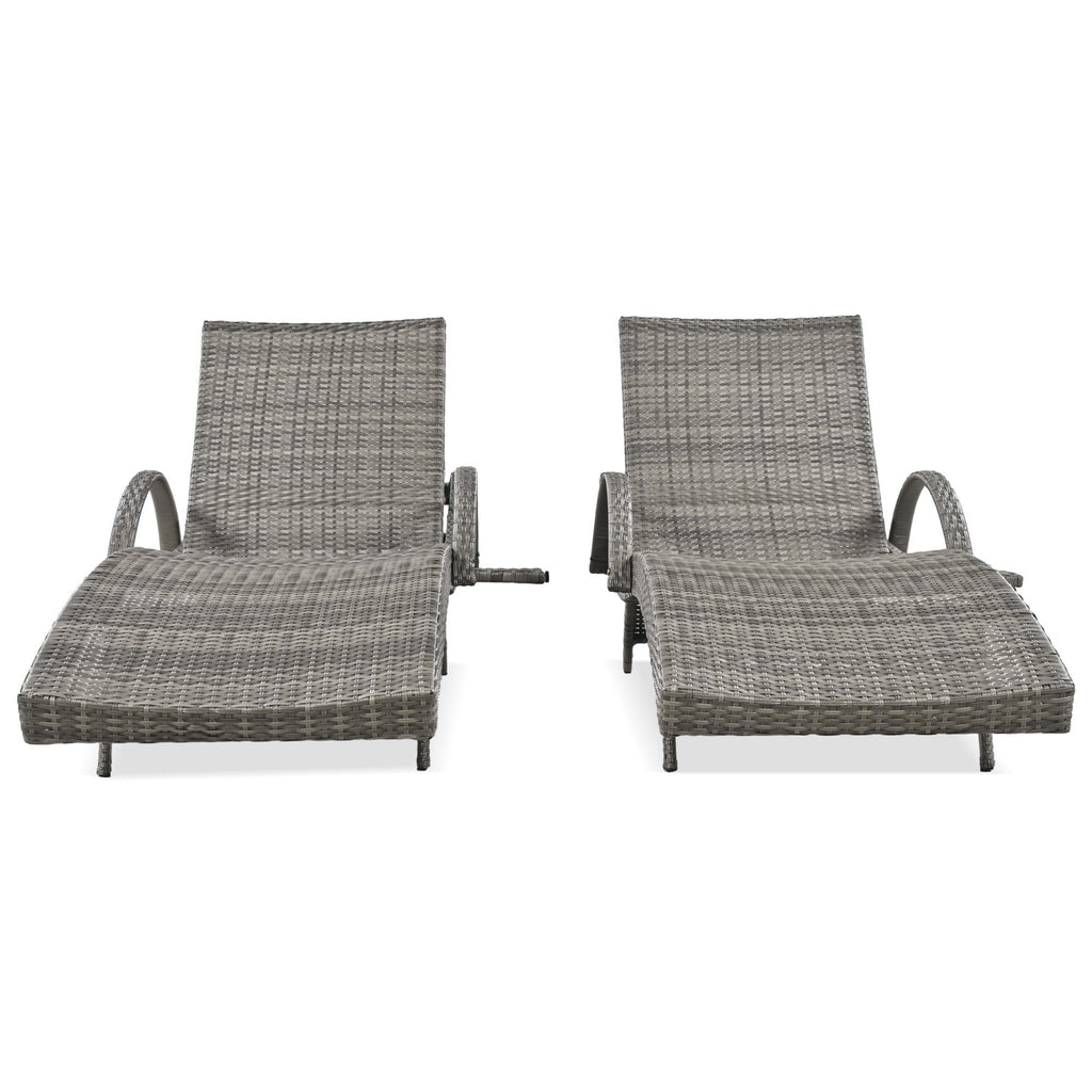 Outdoor Wicker Chaise Lounge Chairs Set of 2