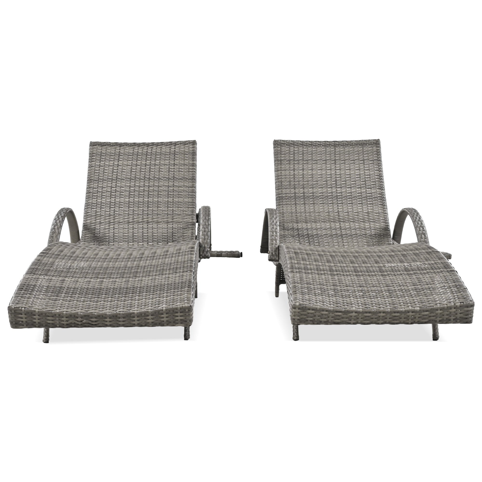 Outdoor Wicker Chaise Lounge Chairs Set of 2