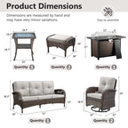 Outdoor Fire Pit Conversation Set, 3-Seat Sofa & Chairs Patio Furniture Set