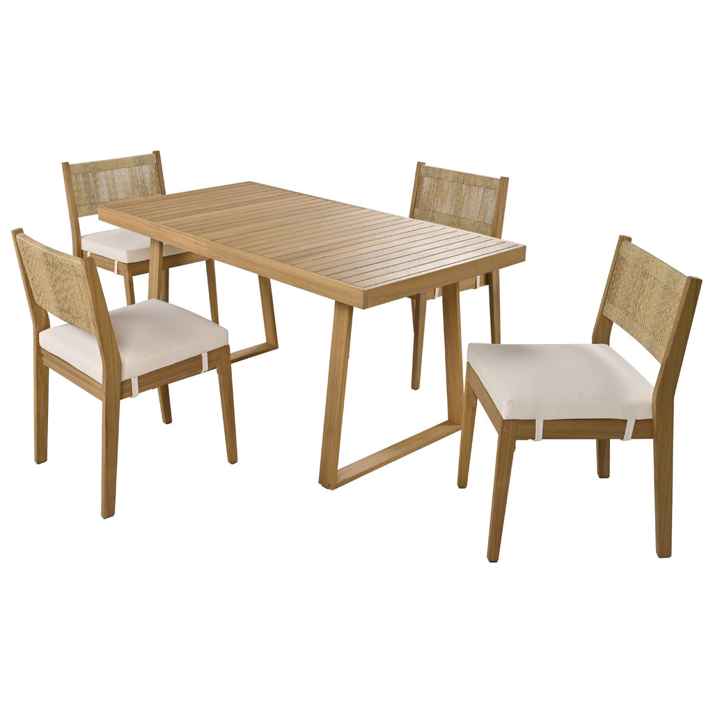 Multi-Person Outdoor Acacia Wood Dining Table and Chair Set