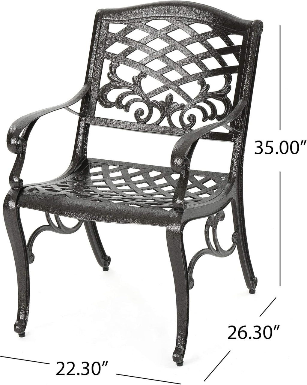 Sarasota Outdoor Cast Aluminum Outdoor Chairs, 2-Pcs Set, Hammered Bronze