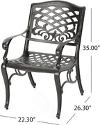 Sarasota Outdoor Cast Aluminum Outdoor Chairs, 2-Pcs Set, Hammered Bronze