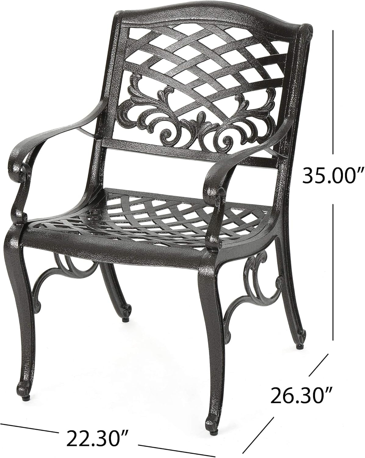 Sarasota Outdoor Cast Aluminum Outdoor Chairs, 2-Pcs Set, Hammered Bronze