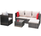 Rattan Patio Furniture Set Wicker Sofa Cushioned Sectional (4 Pieces, Brown)