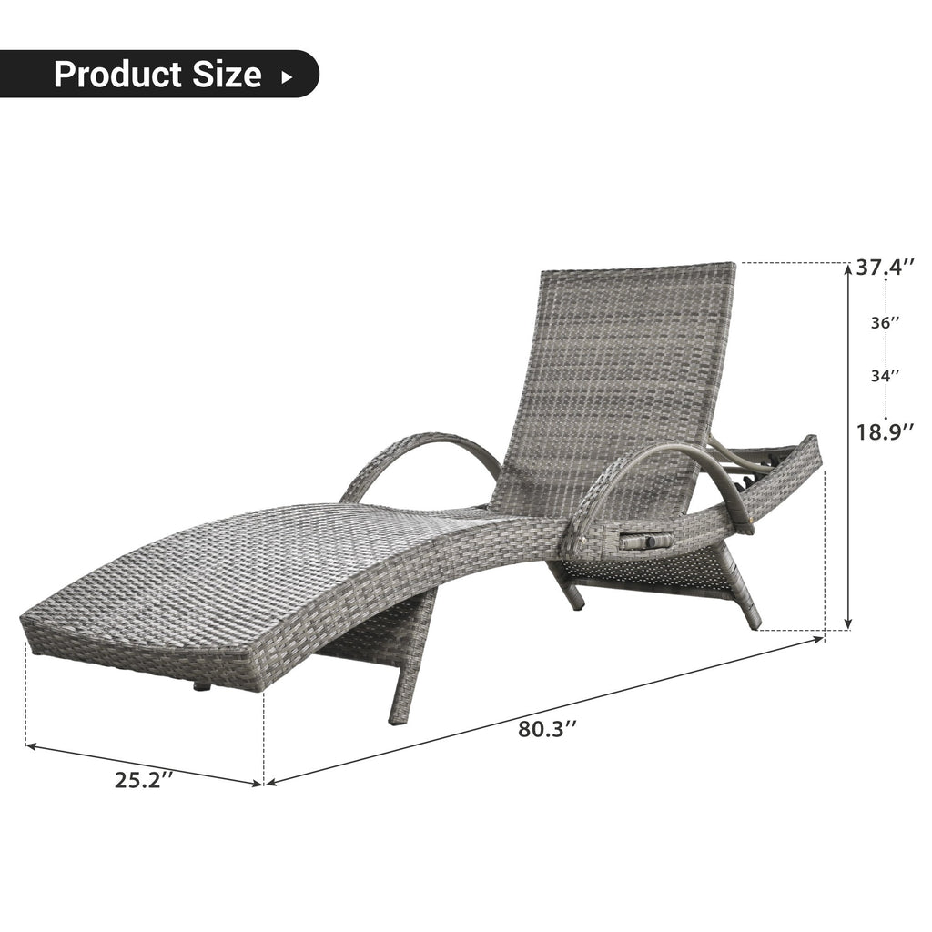 Outdoor Wicker Chaise Lounge Chairs Set of 2
