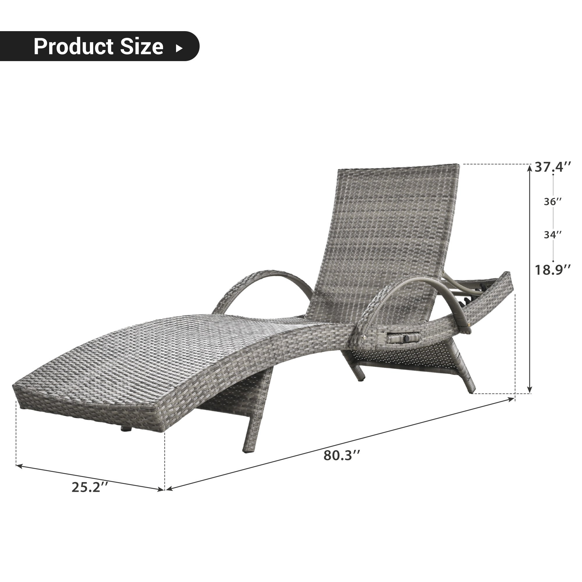 Outdoor Wicker Chaise Lounge Chairs Set of 2