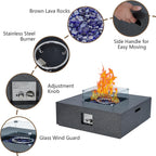 36 Inch Propane Fire Pit Table with Wind Guard and Rain Cover, Glass Beads, Sturdy Steel Anti-Rust Finish, CSA Safety Certified Outdoor Firepit for Patio Yard Garden-Black