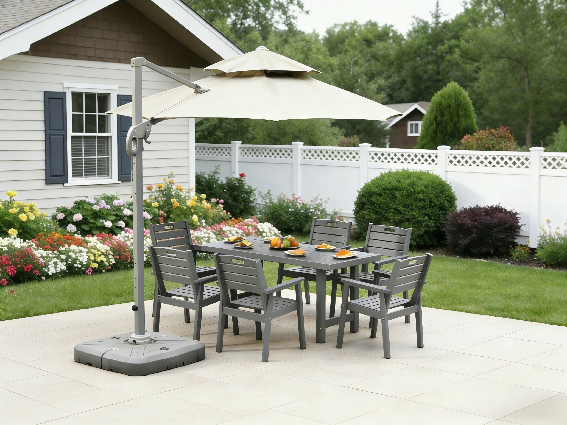 Outdoor Patio Dining Set - Table and Six Chairs