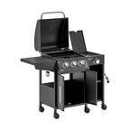 Castelle Flame 15K BTU Barbecue Propane Liquid Propane Grill with Side Burner