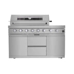 Castelle Flame Capri 96-Inch 6-Burner 85000 BTU Outdoor Kitchen Liquid Propane Grill Island with Fridge