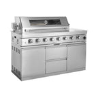 Castelle Flame Capri 96-Inch 6-Burner 85000 BTU Outdoor Kitchen Liquid Propane Grill Island with Fridge