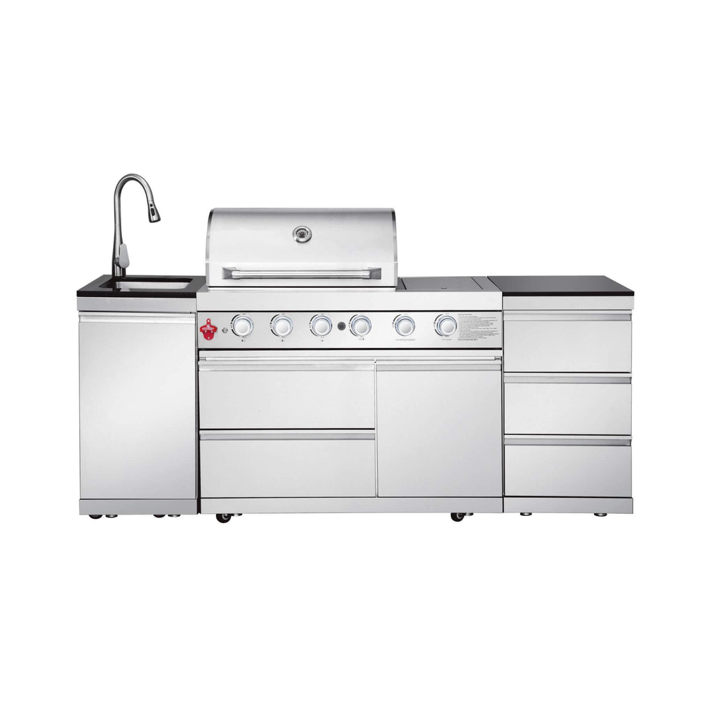 Castelle Flame Deluxe 4-Burner 72000 BTU Stainless Steel Liquid Propane Grill Island