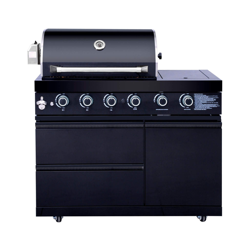 Castelle Flame Monarch 4-Burner 72000 BTU Liquid Propane Grill Island with Fridge and Sink