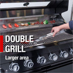 Castelle Flame Ember Premium Black Stainless Steel 4-Burner Liquid Propane Kitchen Grill Island with Rotisserie Kit
