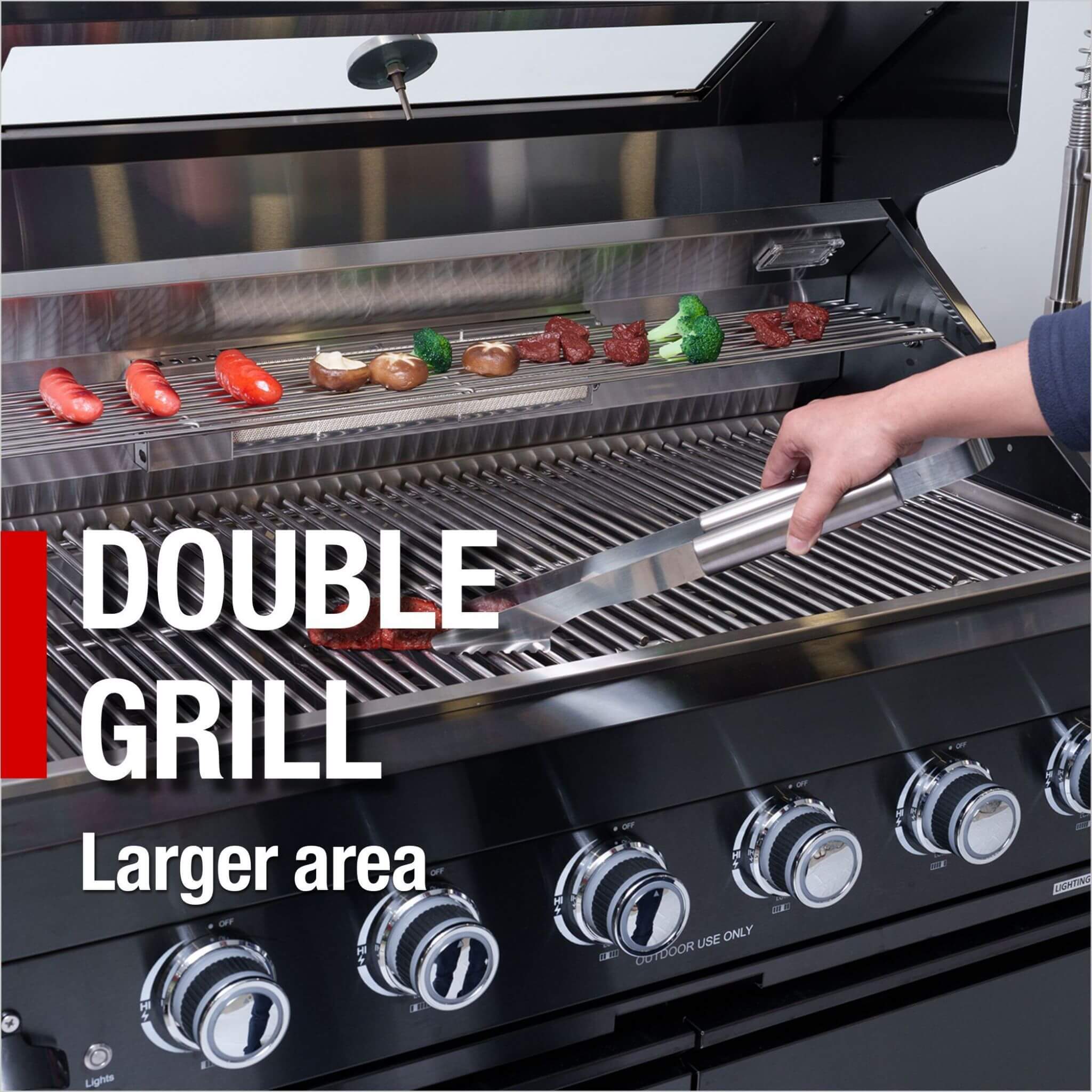 Castelle Flame Ember Premium Black Stainless Steel 4-Burner Liquid Propane Kitchen Grill Island with Rotisserie Kit