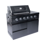 Castelle Flame Ember Premium Black Stainless Steel 4-Burner Liquid Propane Kitchen Grill Island with Rotisserie Kit
